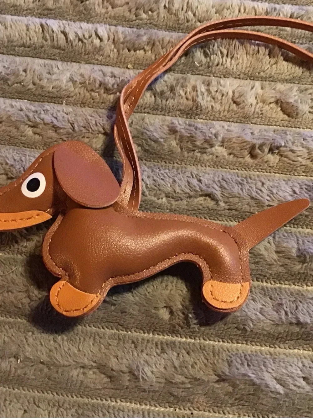 Brown Leather Dachshund Dog Charm